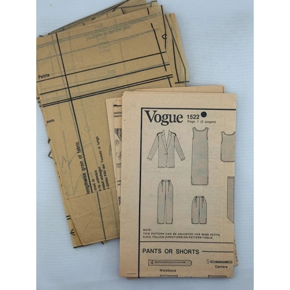 Vogue Sewing Pattern Perry Ellis 1522 Women Size 8 Multi Piece Wardrobe Fair Cut
